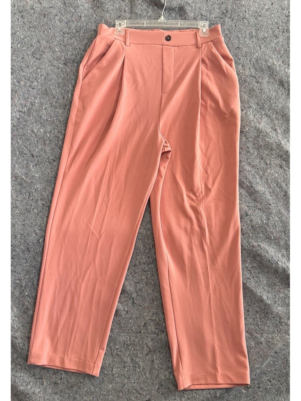 BBJ Los Angeles L High Rise Pleated Dress Pants Womens Pink Salmon Stretch Work